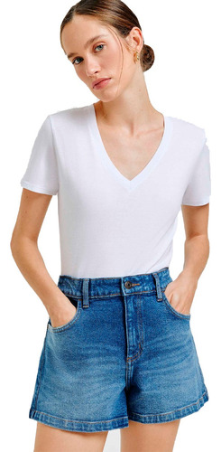Shorts Jeans Hering Feminino Curto Modelagem Reta Básico