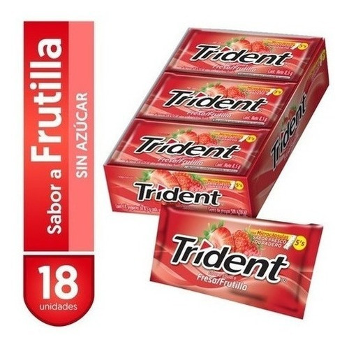 Chicle Trident Frutilla Caja De 18 Unidades Sin Azucar