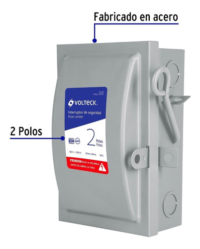 Interruptor De Seguridad 2 Polos 30 Amp 46020 Volteck Gris