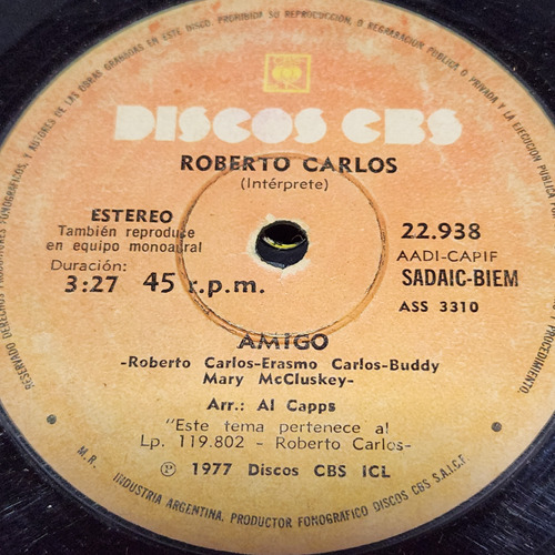 Simple Roberto Carlos 22938 Discos Cbs C6