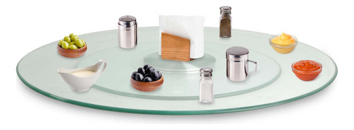 Lazy Susan Organizador Giratorio de Vidrio de 58 cm de Diámetro, Plato Giratorio Para Centro de Mesa con Base Metálica, Ideal como Botanero, Centro de Mesa o Decoración, Soporta Hasta 15 Kg