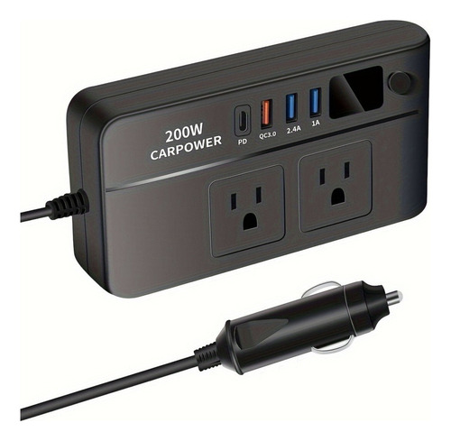 Inversor De Corriente Para Coche De 200w Con Pantalla Led
