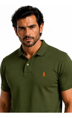 Camisa Polo Ralph Lauren Verde Oliva Masculina  Algodão
