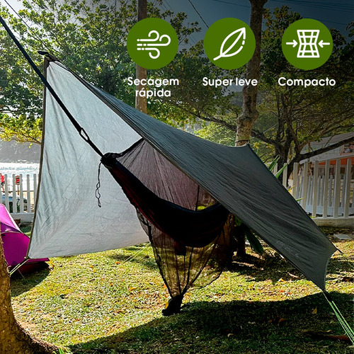 Toldo Teto Camping Portátil Para Rede - Portable Style Cor Cinza