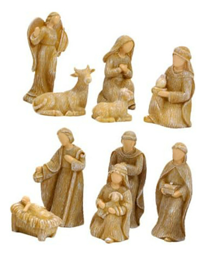 Conjunto De 10 Figuras De Navidad De Resina Para Decoración 