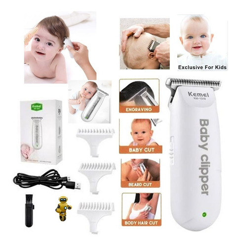 Imagem 5 de 8 de Mini Maquina Cortar Cabelo Bebe Aparar Barba E Pelos Adulto