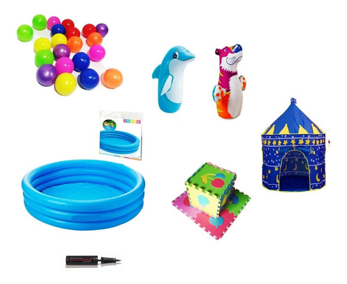 Piscina De Pelotas + Castillo + Inflable + Tapete + Inflador