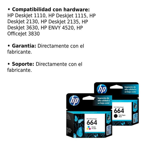 Imagen 6 de 8 de Kit Cartuchos De Tinta Hp 664 Original Negro Y Tricolor