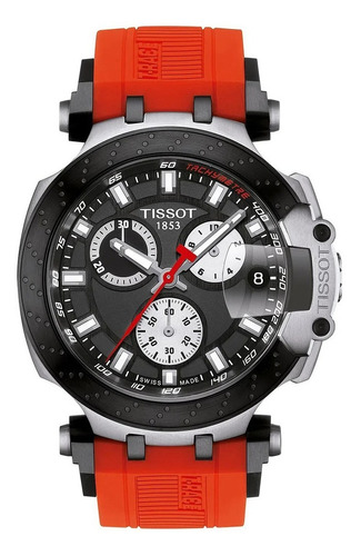 Reloj Tissot T-race T115.417.27.051.00 Original Color De La Correa Rojo Color Del Bisel Negro Color Del Fondo Negro