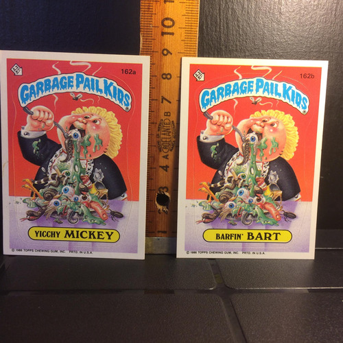 Garbage Pail Kids Yocchy Mickey Y Barfin Bart Año 1986 Topps