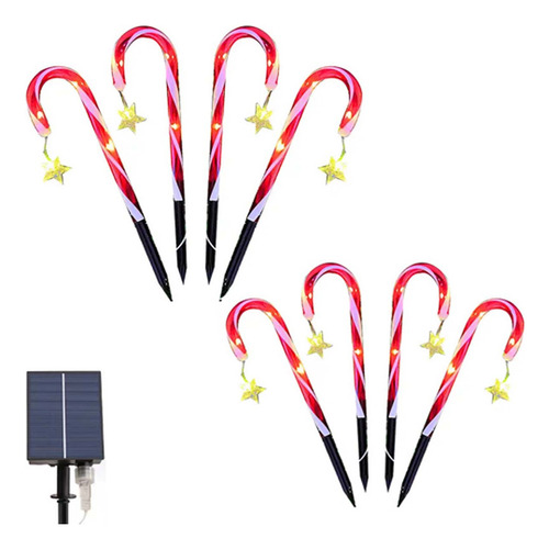 M Kit 8 Enfeites Decorativos Bengala De Natal Luzes Solares