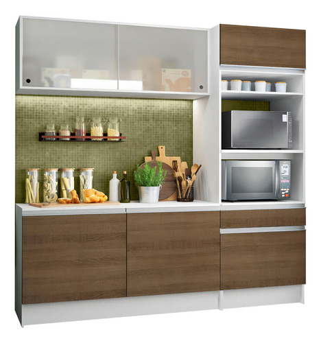 Cocina Integral Completa Modular Madesa Topazio Pop Color Marrón/Blanco