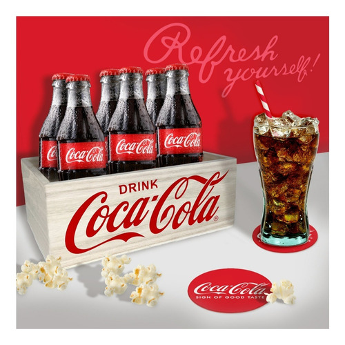 Set Vasos Coca-cola Coleccion Con Palomitas Verde Claro
