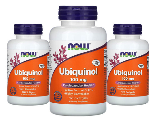 Ubiquinol 100mg Now Foods Forma Coq10 Ativa 120 Softgels 3un Sabor Sem sabor