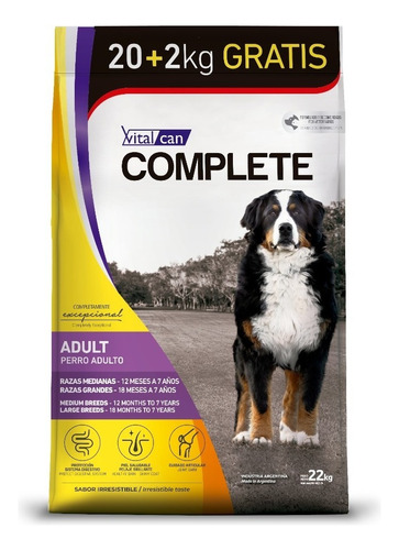 Alimento Vitalcan Complete para perro adulto de raza mediana y grande sabor mix en bolsa de 22 kg