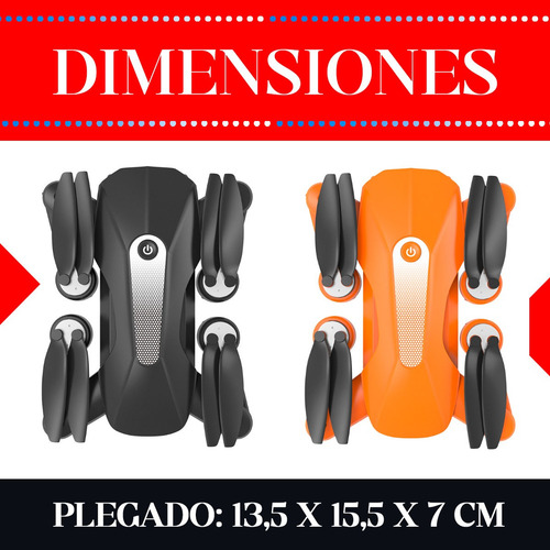 Drone Camara K80 Pro Control Remoto Pantalla 4k Gps Luces Naranja