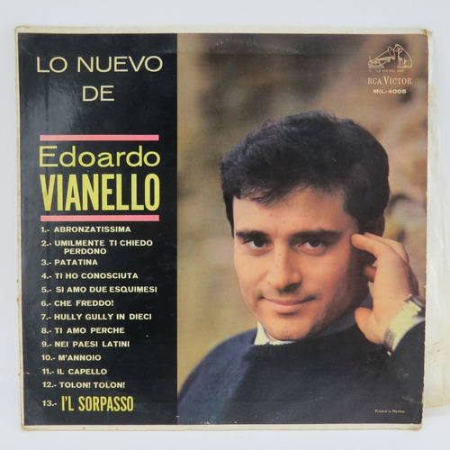 D3332 Edoardo Vianello -- Lo Nuevo De Edoardo Vianello Lp (Usado)