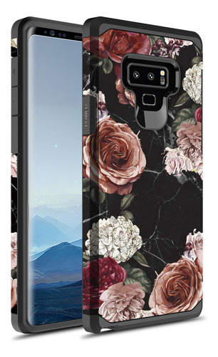 Estuche Delgado Híbrido Doble Capa Con Diseño De Flores