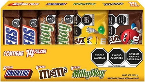 Surtido Chocolates Con Leche Snickers, M&ms, Milky Way 14pz