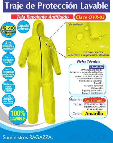 Overol de bioseguridad lavable hotsell