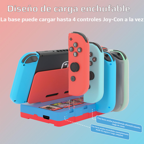6 En 1 Base De Cargador Para Control Joycon Nintendo Switch