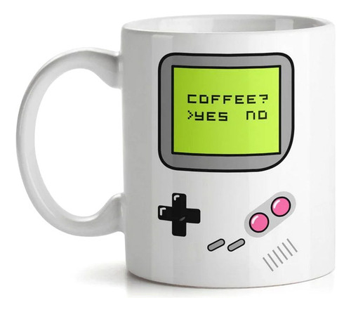 Caneca Gamer Mugboy Coffee Yes Or No - Caneca Café Geek Cor Branco