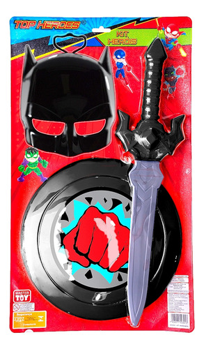 Kit 3 Em 1 Batma Espada Máscara E Escudo Infantil Brinquedo