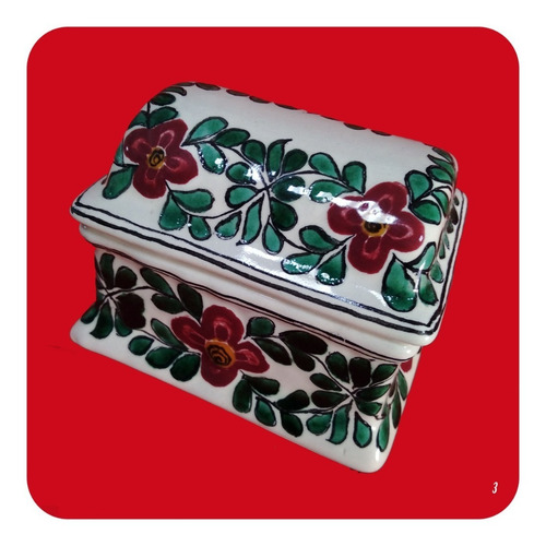 Imagen 2 de 3 de Alhajero Cofre De Talavera Poblana Barroca 12x10cm M3 Lhj