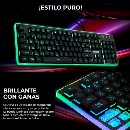 Imagen 3 de 10 de Teclado Gamer Redragon K509 Dyaus 2 Rgb / Semi-mecánico