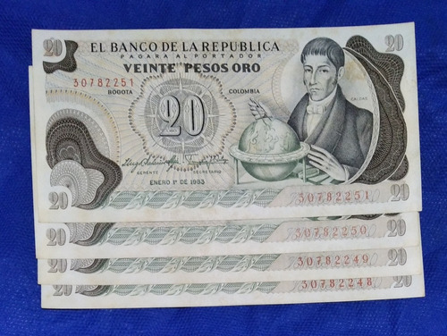 Billetes De 20 Peso Año 1983 Consecutivos Estado 9.5