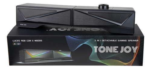 TONE JOY Bocinas para PC Altavoz Desmontable con RGB dinámico y Fresco - Altavoces con Cable USB&3.5mm AUX para Computadora Tableta teléfono móvil PS4/5 - N-167 Negra