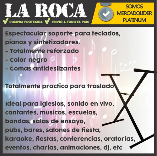 Imagen 4 de 10 de Kit Soporte Teclado Tipo X + Funda 5/8 61 Teclas Piano