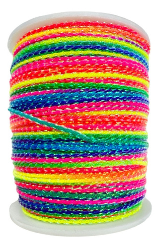 Rolo Cordão Colorido Brilho Crochet 100m Trança Decoração  