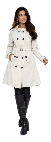 Casaco Feminino Sobretudo Forrado Trench Coat 