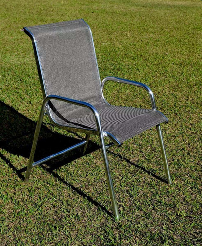 Cadeira De Aluminio Tela Sling Para Piscina Jardim Cozinha