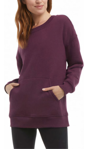 Sudadera Capitonada Danskin Vino Extra Suave Talla Plus 2xl