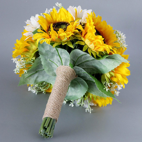 Boda Novia Mano Ramo Girasoles Margarita Para Fiesta