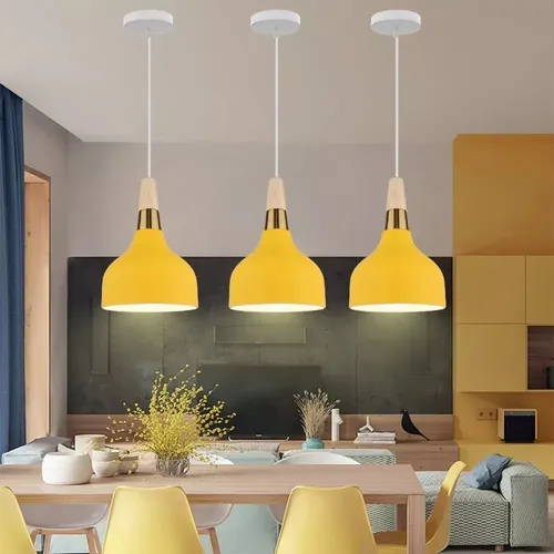 Lámpara Colgante Moderna E27 Para Sala Blanca Amarillo | MercadoLibre