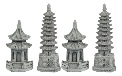 Yardwe 4 Pcs Mini Pagoda Ornaments, Estatua De Pagoda En Min