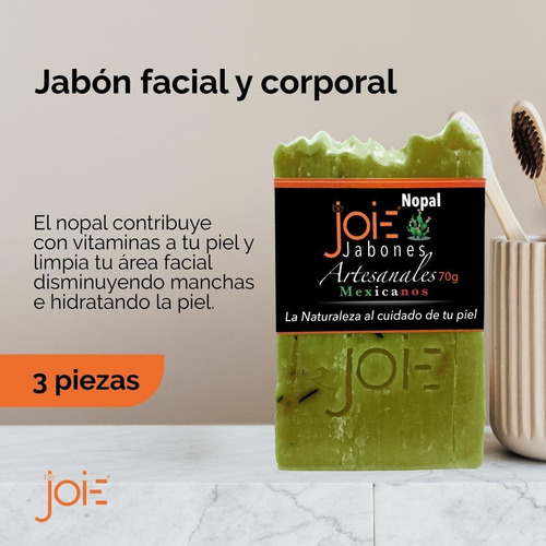 Jabón Artesanal De Nopal Con Hierbabuena (pack 6)