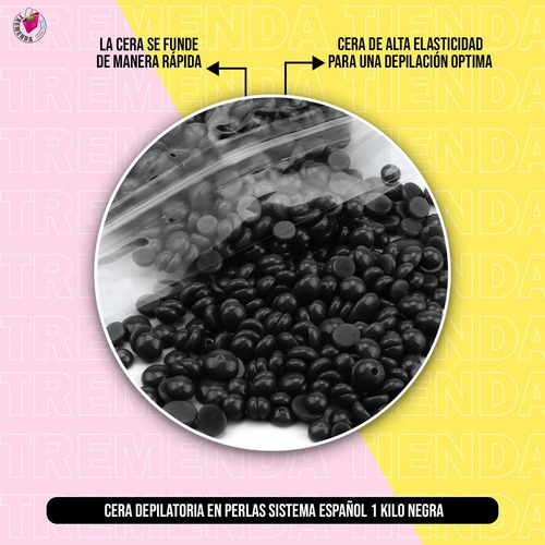 Imagen 2 de 8 de Cera Depilatoria En Perlas Sistema Español 1kg Negra