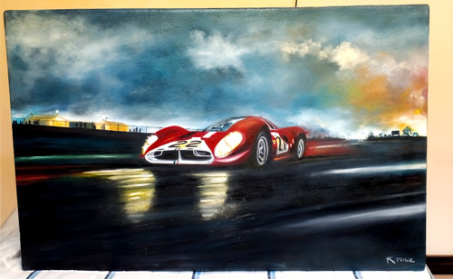 Pintura En Lienzo Cuadro Al Óleo De Auto Ferrari 330