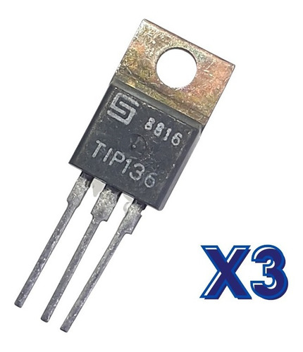 Imagen 1 de 2 de Kit 3 Transistor Darlington Pnp  Tip136 80v 8a O Nte261