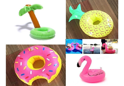 Kit 4 Bóias - Porta Copo - Flamingo Coqueiro Donuts Abacaxi