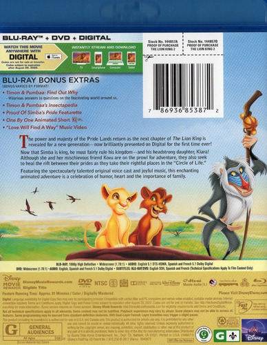 Blu-ray The Lion King 2 Simba´s Pride / El Rey Leon 2 Dos El Reino De Simba