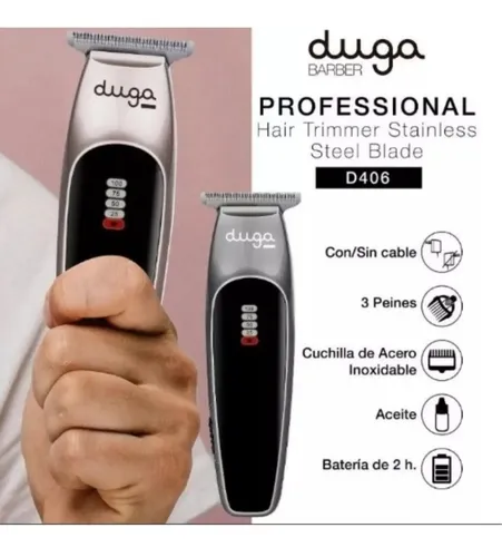 Maquina De Pelo Duga Trimmer Cuchilla Acero Inoxidable D406 Color Gris