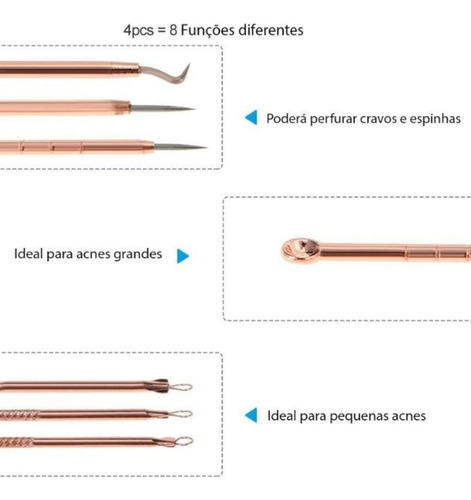 Kit Extrator De Cravos E Espinhas Em Aco Inox Profissional