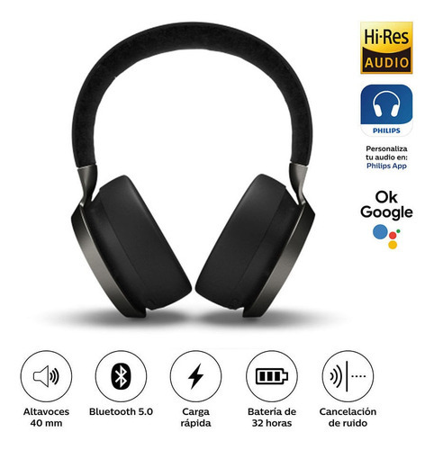 Audífonos Con Cancelación De Ruido Philips Fidelio L3 Hi-res Color Negro