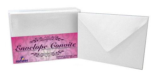 Envelope Convite Linho Branco 120g 163x225mm 50 Un Romitec