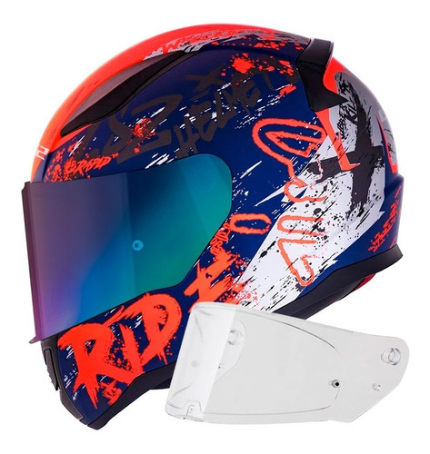 Capacete Ls2 Ff353 Naughty Laranja + Espelhada Viseira